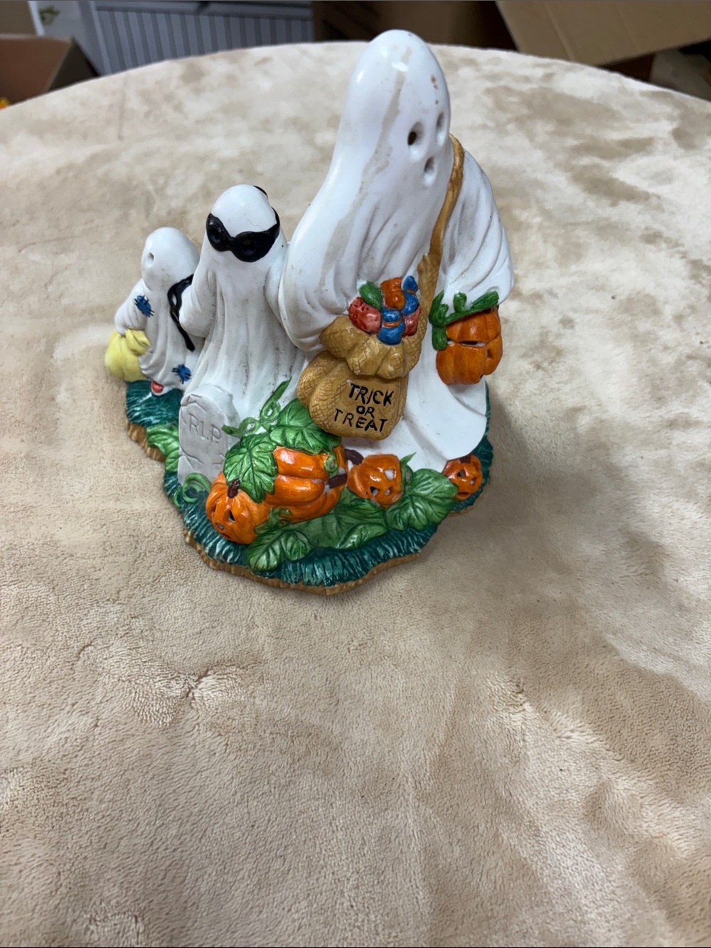 Itty Bitty Boo Halloween Ghost Family Tee Light Figurine - White, Orange, Green